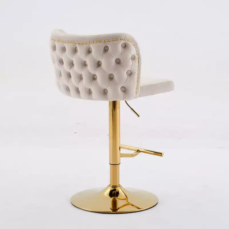 CLIHOME Set of 2 Swivel Barstools Adjusatble Seat Height With Gold-plating Base, Classic Velvet Upholstered Bar Stools