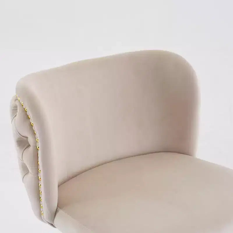 CLIHOME Set of 2 Swivel Barstools Adjusatble Seat Height With Gold-plating Base, Classic Velvet Upholstered Bar Stools