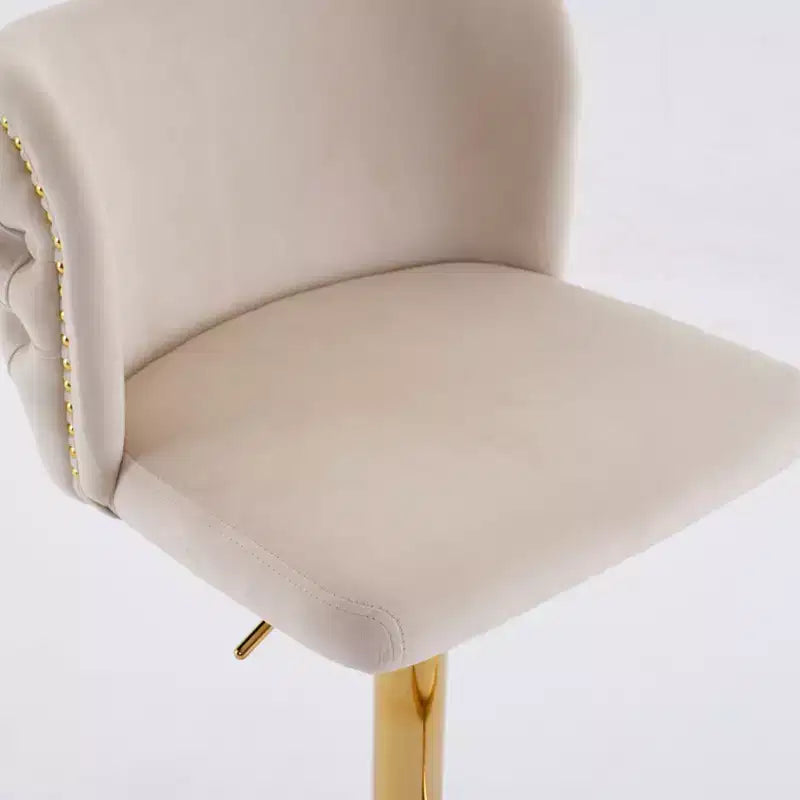 CLIHOME Set of 2 Swivel Barstools Adjusatble Seat Height With Gold-plating Base, Classic Velvet Upholstered Bar Stools