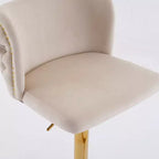 CLIHOME Set of 2 Swivel Barstools Adjusatble Seat Height With Gold-plating Base, Classic Velvet Upholstered Bar Stools