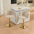 CLIHOME Set of 2 Swivel Barstools Adjusatble Seat Height With Gold-plating Base, Classic Velvet Upholstered Bar Stools