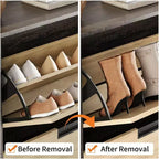 Scarpiera a 4 Cassetti a Ribalta, Organizer Porta Scarpe Stretto per Ingresso, Ripiani Regolabili, Antiribaltamento, Legno di Rovere, Stile Minimalista