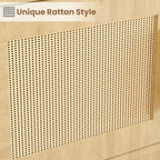 Libreria a 5 Ripiani in Legno con Ante in Rattan - Scaffale Boho Alto 160 cm con Mobile Contenitore in Legno Naturale e Rattan Intrecciato