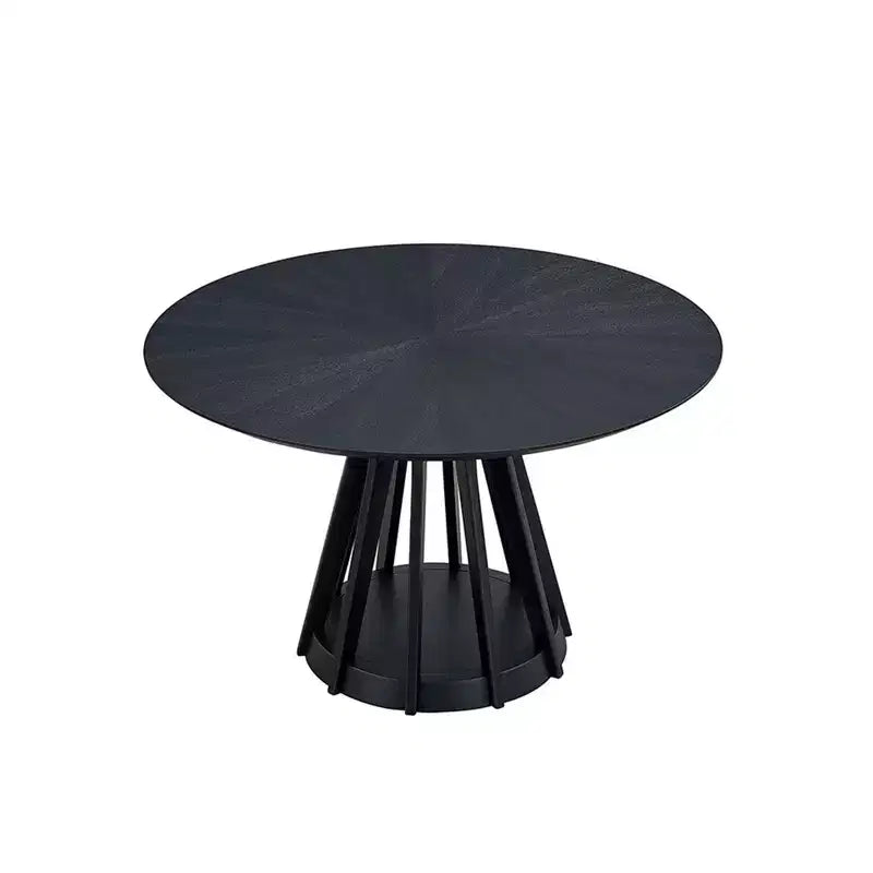 Okak Modern Round Dining Table 47 Wooden Dining Table for 4 Persons with Sturdy Pedestal for Home, Kitchen