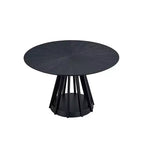 Okak Modern Round Dining Table 47 Wooden Dining Table for 4 Persons with Sturdy Pedestal for Home, Kitchen
