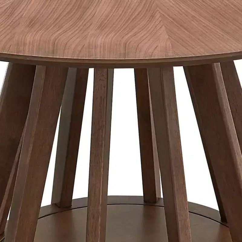 Okak Modern Round Dining Table 47 Wooden Dining Table for 4 Persons with Sturdy Pedestal for Home, Kitchen