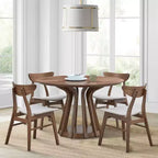Okak Modern Round Dining Table 47 Wooden Dining Table for 4 Persons with Sturdy Pedestal for Home, Kitchen