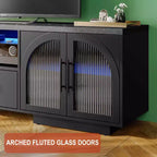 Mobile TV SOLACE FURNITURE 70 per TV da 80, Centro di intrattenimento con luci LED e ante in vetro ad arco