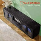 Mobile TV SOLACE FURNITURE 70 per TV da 80, Centro di intrattenimento con luci LED e ante in vetro ad arco