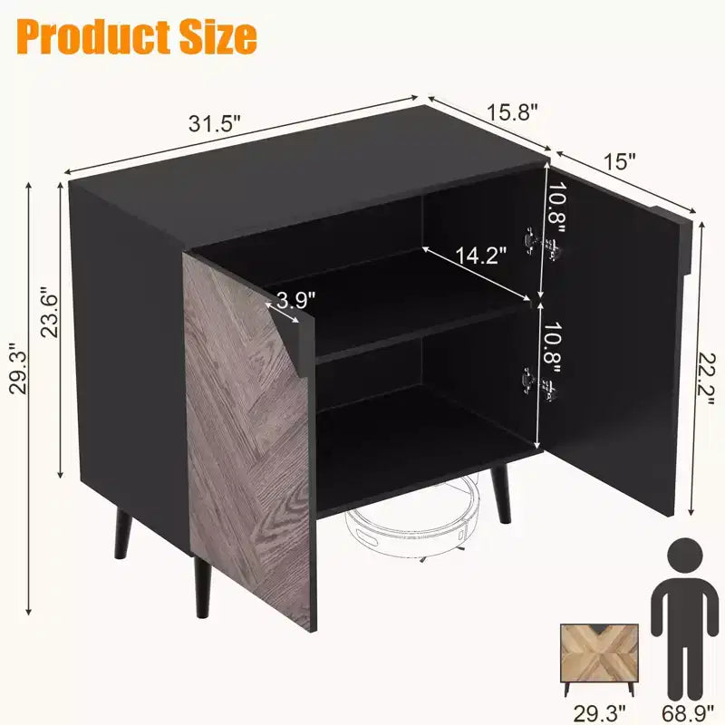 Modern Storage Free Standing Accent Cabinet, Buffet Cabinet with Doors, Wood Finish Sideboard Buffet with Storage