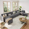 Modular Sofa Sectional Sleeper Couch with 2 Ottomans, 9 Seat Convertible U Shaped Modular Couch with Storage, Oversized Sofa Sleeper