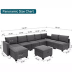Divano componibile con 2 pouf, divano componibile a U convertibile a 9 posti con contenitore, divano letto di grandi dimensioni