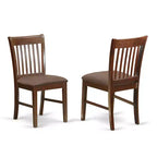 HomeStock Belmont 3Pc Dining Table Set Contains a Small Dining Table and 2 Modern Dining Chairs with Linen Fabic Seat, Mahogany Finish