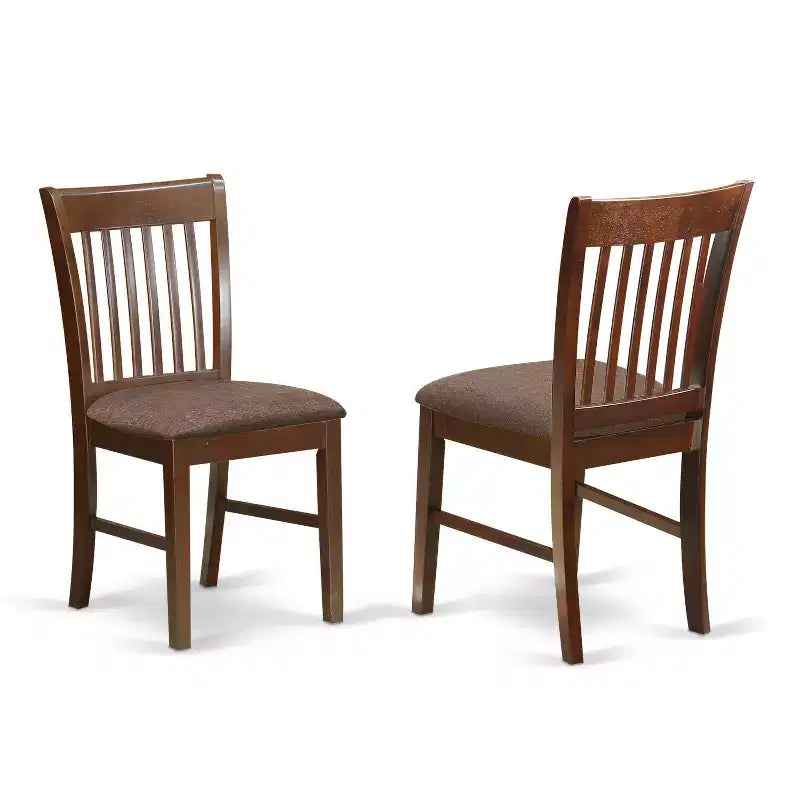 HomeStock Belmont 3Pc Dining Table Set Contains a Small Dining Table and 2 Modern Dining Chairs with Linen Fabic Seat, Mahogany Finish