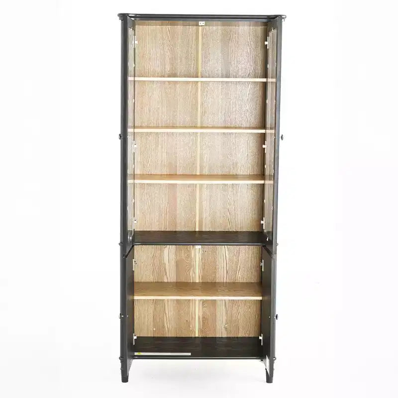 Okak Madia/Credenza Moderna con Ante in Vetro e Ripiani Regolabili, Libreria Dispensa per Cucina/Ingresso/Soggiorno
