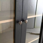 Okak Madia/Credenza Moderna con Ante in Vetro e Ripiani Regolabili, Libreria Dispensa per Cucina/Ingresso/Soggiorno