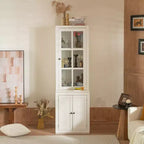 Okak Madia/Credenza Moderna con Ante in Vetro e Ripiani Regolabili, Libreria Dispensa per Cucina/Ingresso/Soggiorno