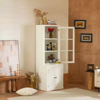 Okak Madia/Credenza Moderna con Ante in Vetro e Ripiani Regolabili, Libreria Dispensa per Cucina/Ingresso/Soggiorno