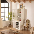 Okak Madia/Credenza Moderna con Ante in Vetro e Ripiani Regolabili, Libreria Dispensa per Cucina/Ingresso/Soggiorno