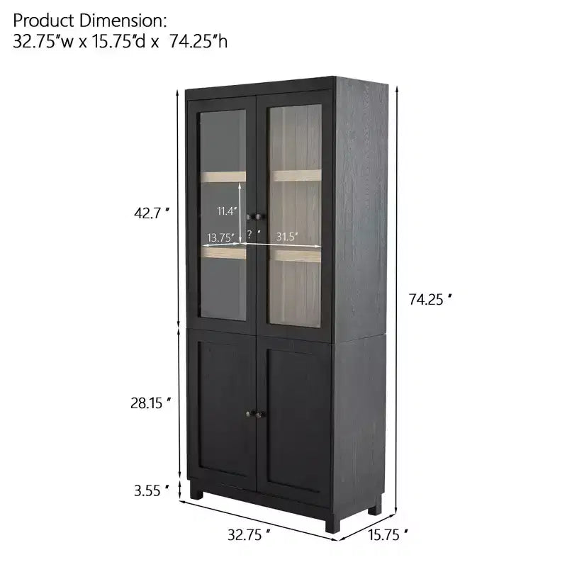 Okak Madia/Credenza Moderna con Ante in Vetro e Ripiani Regolabili, Libreria Dispensa per Cucina/Ingresso/Soggiorno