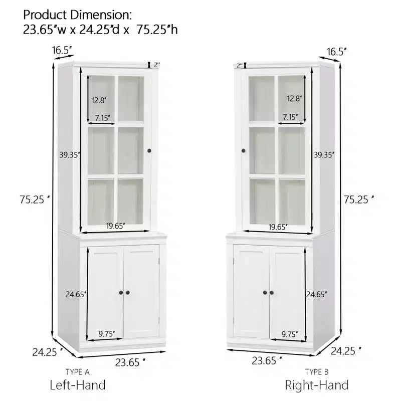 Okak Madia/Credenza Moderna con Ante in Vetro e Ripiani Regolabili, Libreria Dispensa per Cucina/Ingresso/Soggiorno