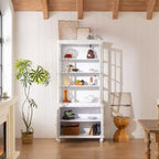 Okak Madia/Credenza Moderna con Ante in Vetro e Ripiani Regolabili, Libreria Dispensa per Cucina/Ingresso/Soggiorno