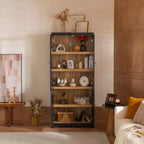 Okak Madia/Credenza Moderna con Ante in Vetro e Ripiani Regolabili, Libreria Dispensa per Cucina/Ingresso/Soggiorno