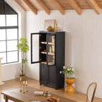 Okak Madia/Credenza Moderna con Ante in Vetro e Ripiani Regolabili, Libreria Dispensa per Cucina/Ingresso/Soggiorno
