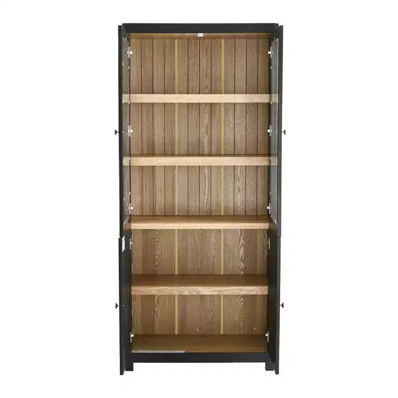 Okak Madia/Credenza Moderna con Ante in Vetro e Ripiani Regolabili, Libreria Dispensa per Cucina/Ingresso/Soggiorno