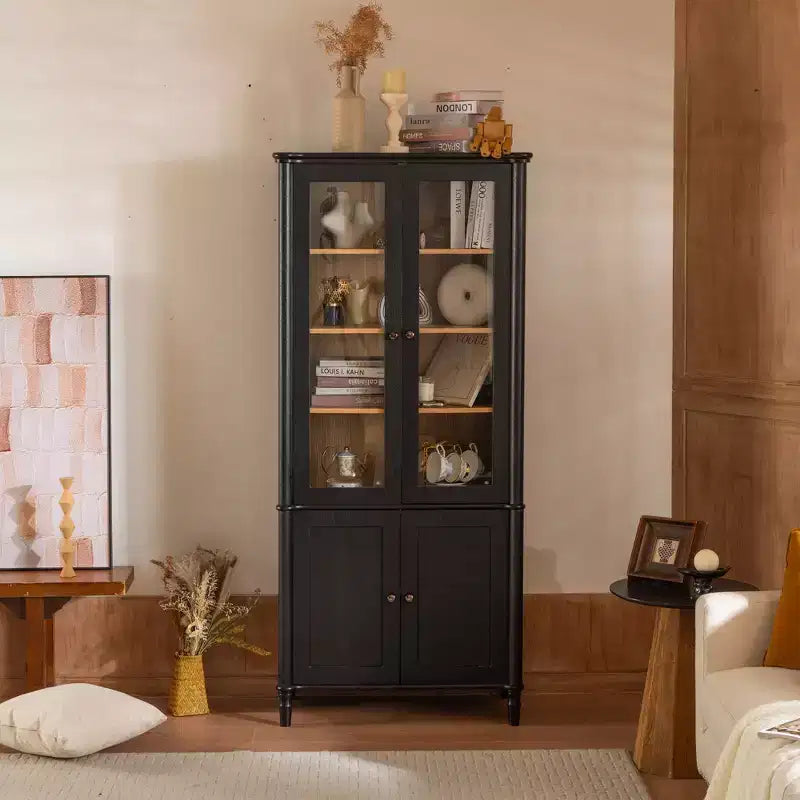 Okak Madia/Credenza Moderna con Ante in Vetro e Ripiani Regolabili, Libreria Dispensa per Cucina/Ingresso/Soggiorno