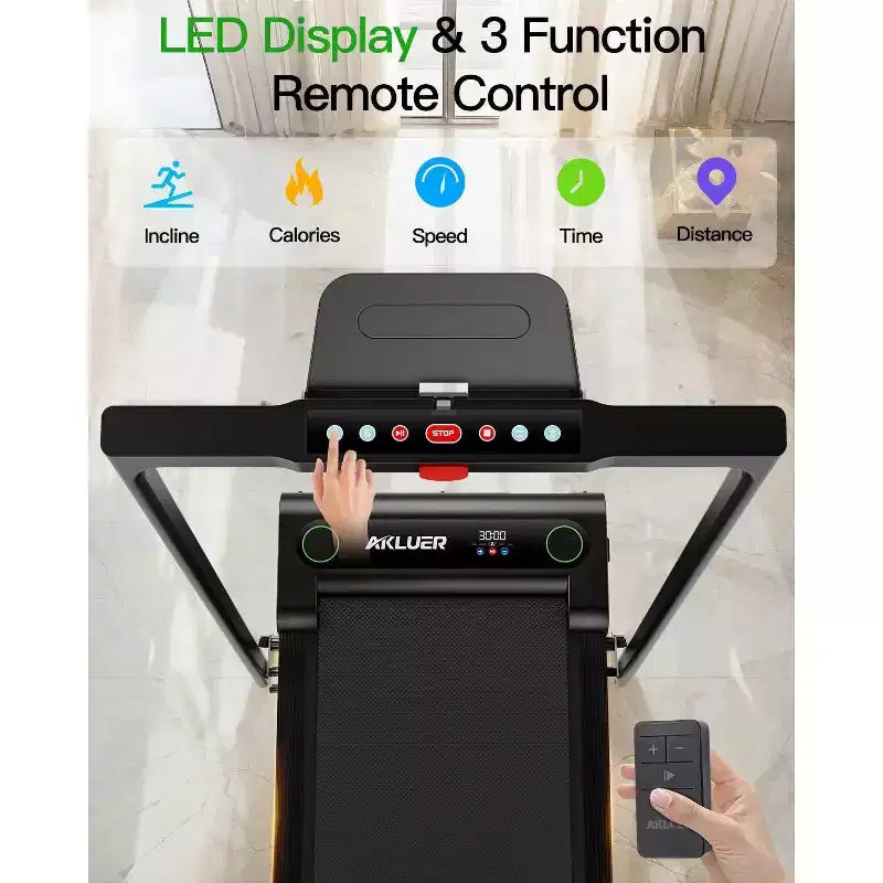 Akluer 2-in-1 Walking Pad Treadmill with Incline, 2.5 HP Under Desk Treadmill with Remote, Folding Compact Treadmill for Home Office with LED Display