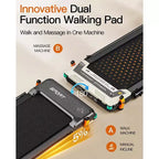 Akluer Walking Pad with Incline, 2-in-1 Under Desk Treadmill and Foot Massager, Quiet 2.5HP Treadmill with Armrest, LED Display Remote for Home Office