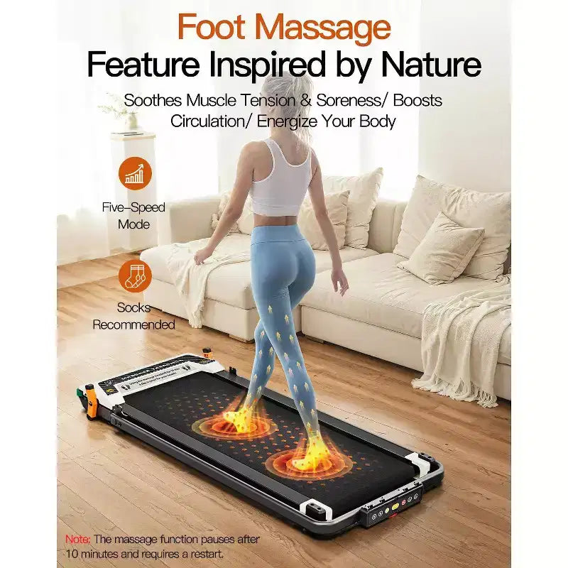 Akluer Walking Pad with Incline, 2-in-1 Under Desk Treadmill and Foot Massager, Quiet 2.5HP Treadmill with Armrest, LED Display Remote for Home Office