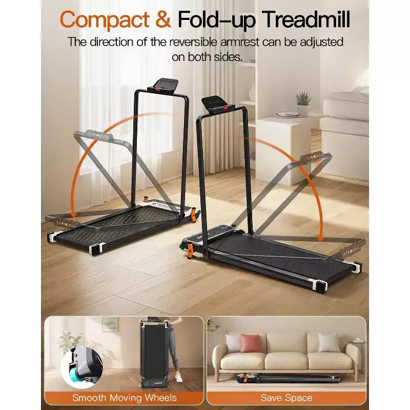 Akluer Walking Pad with Incline, 2-in-1 Under Desk Treadmill and Foot Massager, Quiet 2.5HP Treadmill with Armrest, LED Display Remote for Home Office