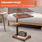 C-Shaped Table, 360 Swivel Tray Table with Wheels Adjustable Height for Living Room, Bedroom, Study and Small Spaces