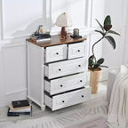 MAYEERTY Storage Cabinet with Deep Space 5 Drawers for Living Room Hallway White