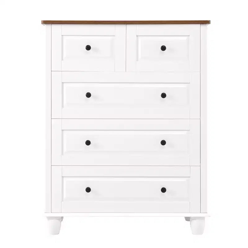 MAYEERTY Storage Cabinet with Deep Space 5 Drawers for Living Room Hallway White