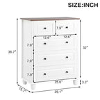 MAYEERTY Storage Cabinet with Deep Space 5 Drawers for Living Room Hallway White