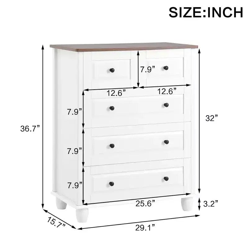 MAYEERTY Storage Cabinet with Deep Space 5 Drawers for Living Room Hallway White