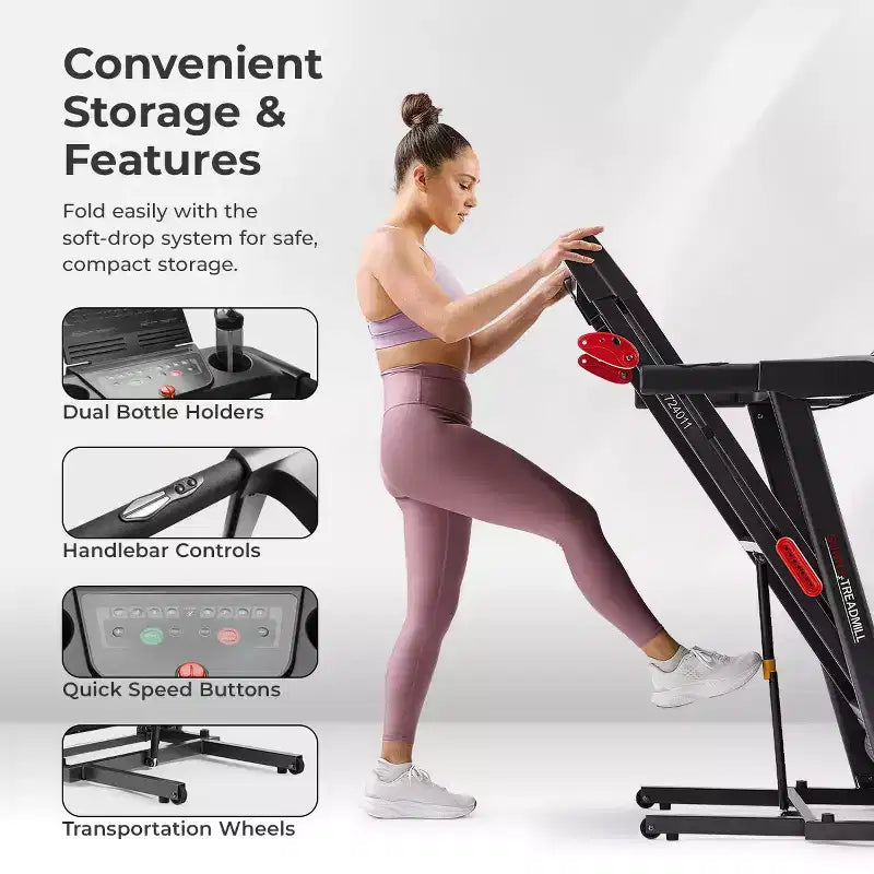 Sunny Health & Fitness Active 300 Smart Treadmill with Wi-Fi, 3Level Manual Incline, Shock Absorption & SunnyFit App Connectivity