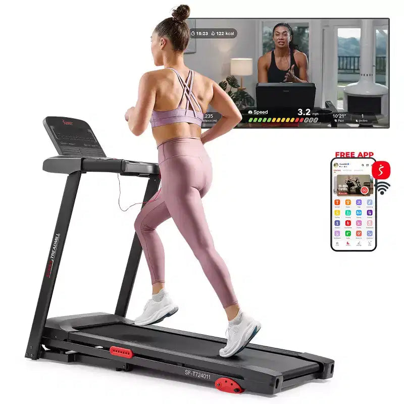 Sunny Health & Fitness Active 300 Smart Treadmill with Wi-Fi, 3Level Manual Incline, Shock Absorption & SunnyFit App Connectivity