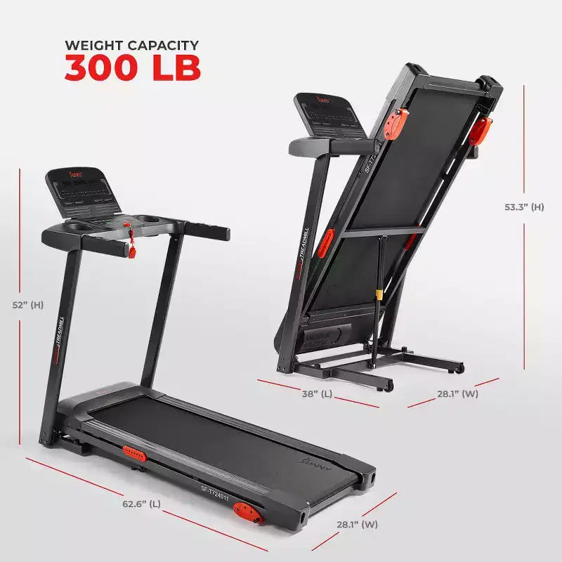 Sunny Health & Fitness Active 300 Smart Treadmill with Wi-Fi, 3Level Manual Incline, Shock Absorption & SunnyFit App Connectivity