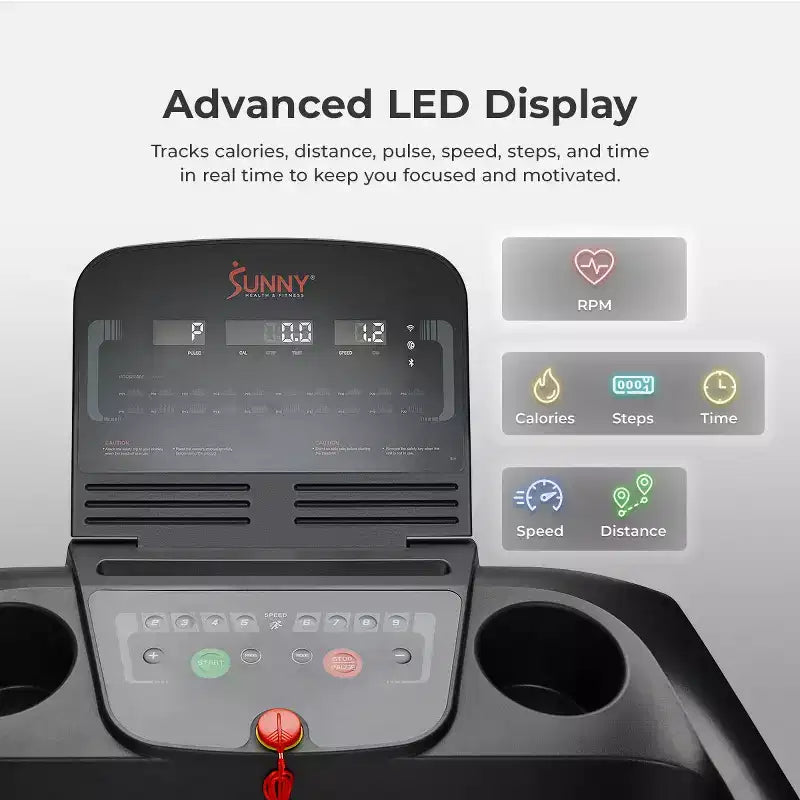 Sunny Health & Fitness Active 300 Smart Treadmill with Wi-Fi, 3Level Manual Incline, Shock Absorption & SunnyFit App Connectivity