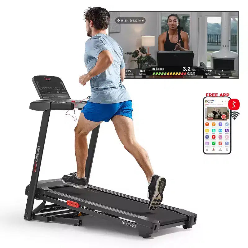 Sunny Health & Fitness Active 400 Smart AutoIncline Treadmill with WiFi, Bluetooth, 15 Incline Levels & ShockAbsorbing Running Deck