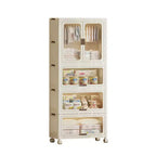 Armadio Portatile per Bambini a 4 Ripiani con Asta Appendino e Scaffali - Organizer Pieghevole per Vestiti, Giocattoli, Libri (Bianco)