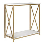 2 Layer X Side Frame Wooden Iron Frame 78.2*35.1*76.2cm White Panel Gold Frame Porch Storage Porch Table