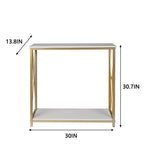 2 Layer X Side Frame Wooden Iron Frame 78.2*35.1*76.2cm White Panel Gold Frame Porch Storage Porch Table