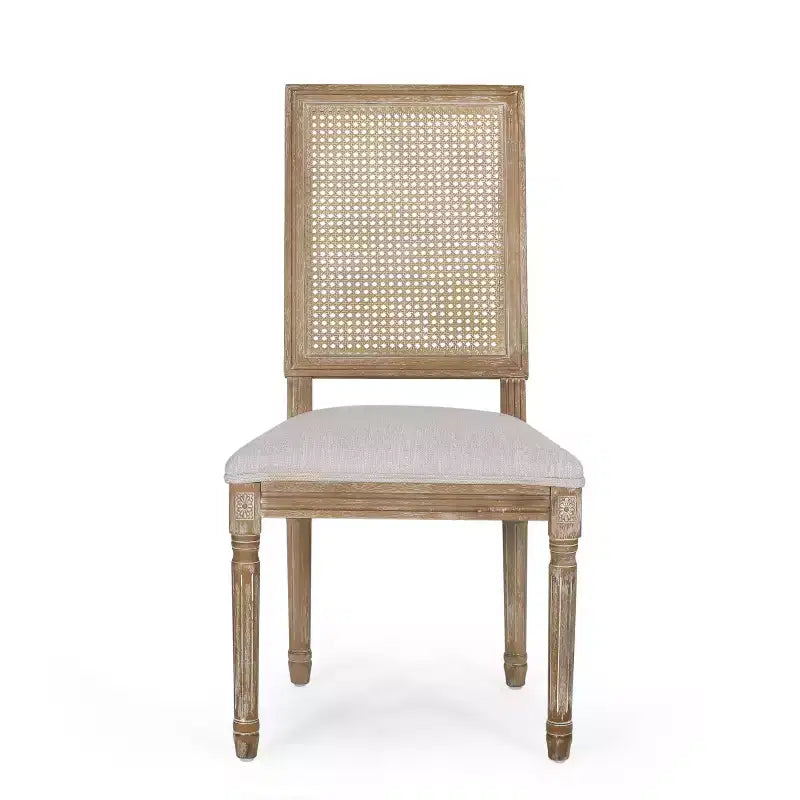 Christopher Knight Home Remuda Set da pranzo circolare a 5 pezzi in legno e canna con rivestimento in tessuto stile country francese
