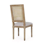 Christopher Knight Home Remuda Set da pranzo circolare a 5 pezzi in legno e canna con rivestimento in tessuto stile country francese