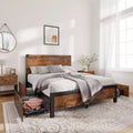 Queen Size Bed Frame with 4 Storage Drawers and Heavy Duty, Strong Metal Support Bed Frame with Wooden Headboard, No Box Spring Needed, Easy Assembly